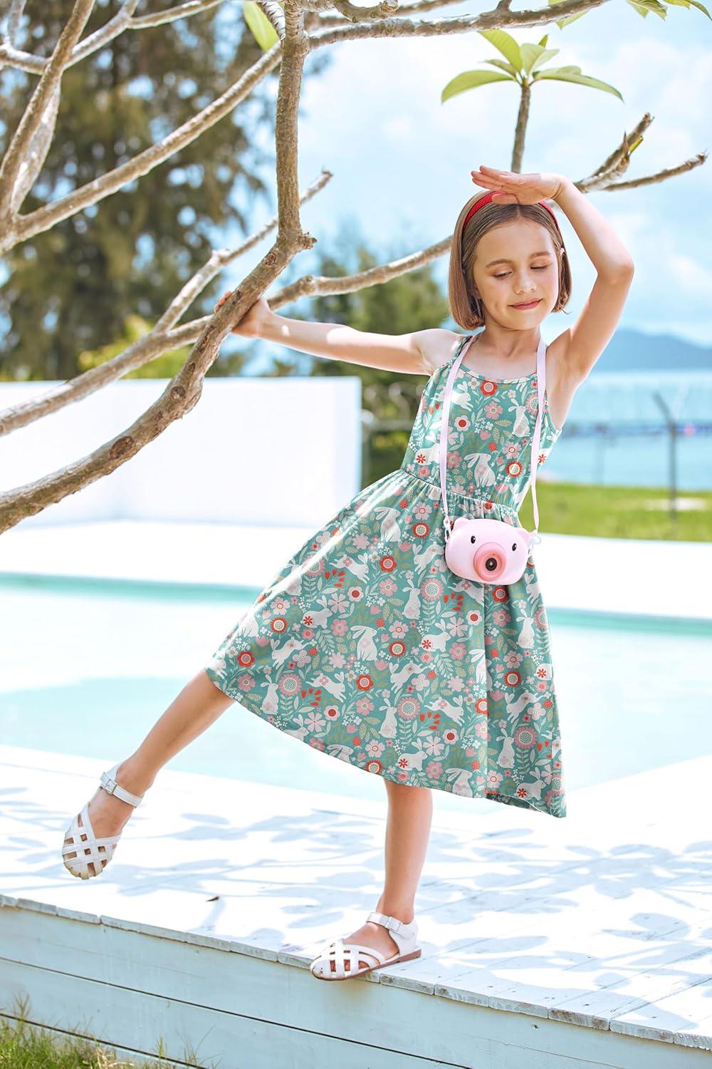 imageArshiner Girl Summer Spaghetti Strap Casual Knee Length Cami Dresses for 412 YearRabbit