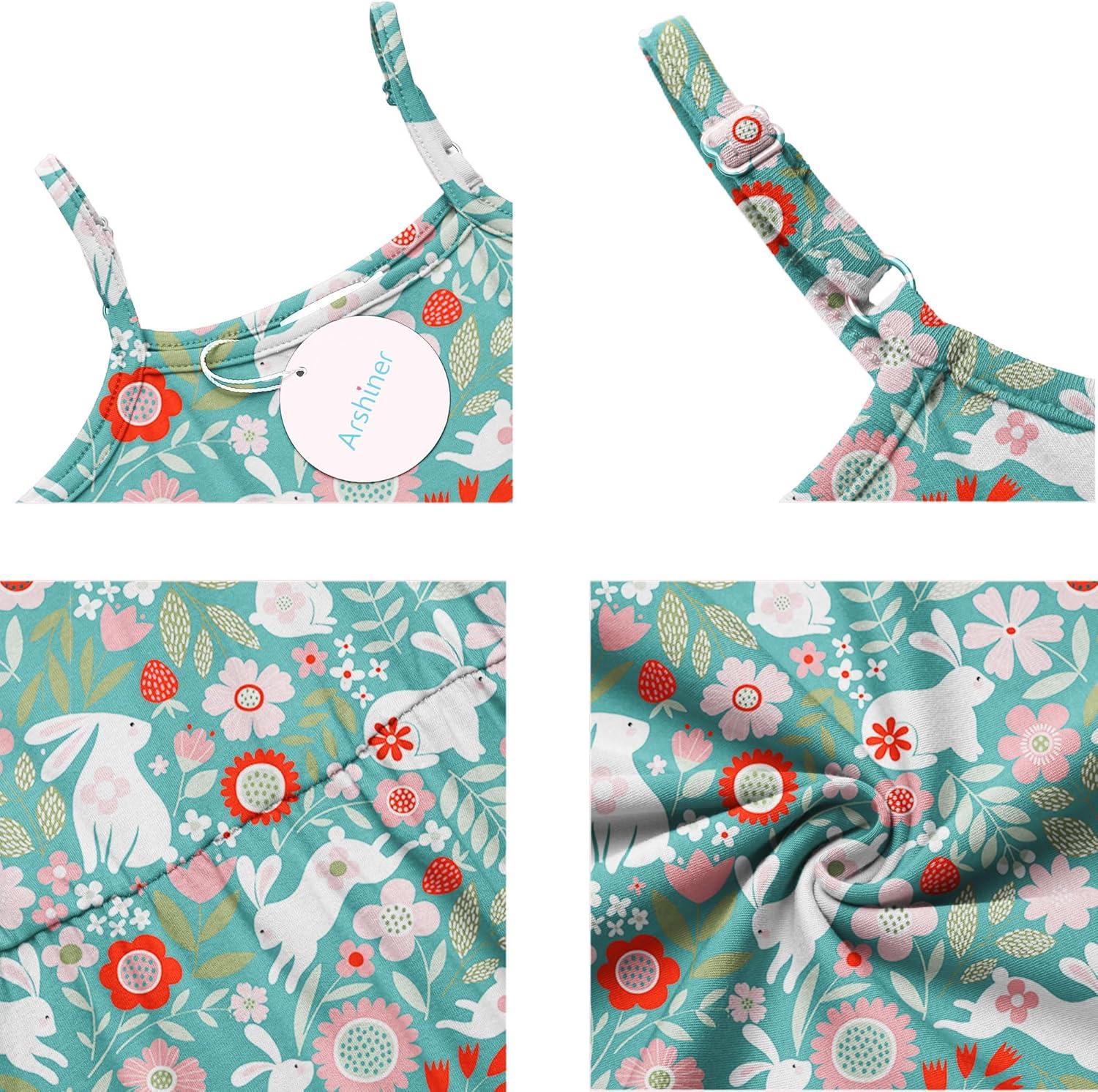 imageArshiner Girl Summer Spaghetti Strap Casual Knee Length Cami Dresses for 412 YearRabbit