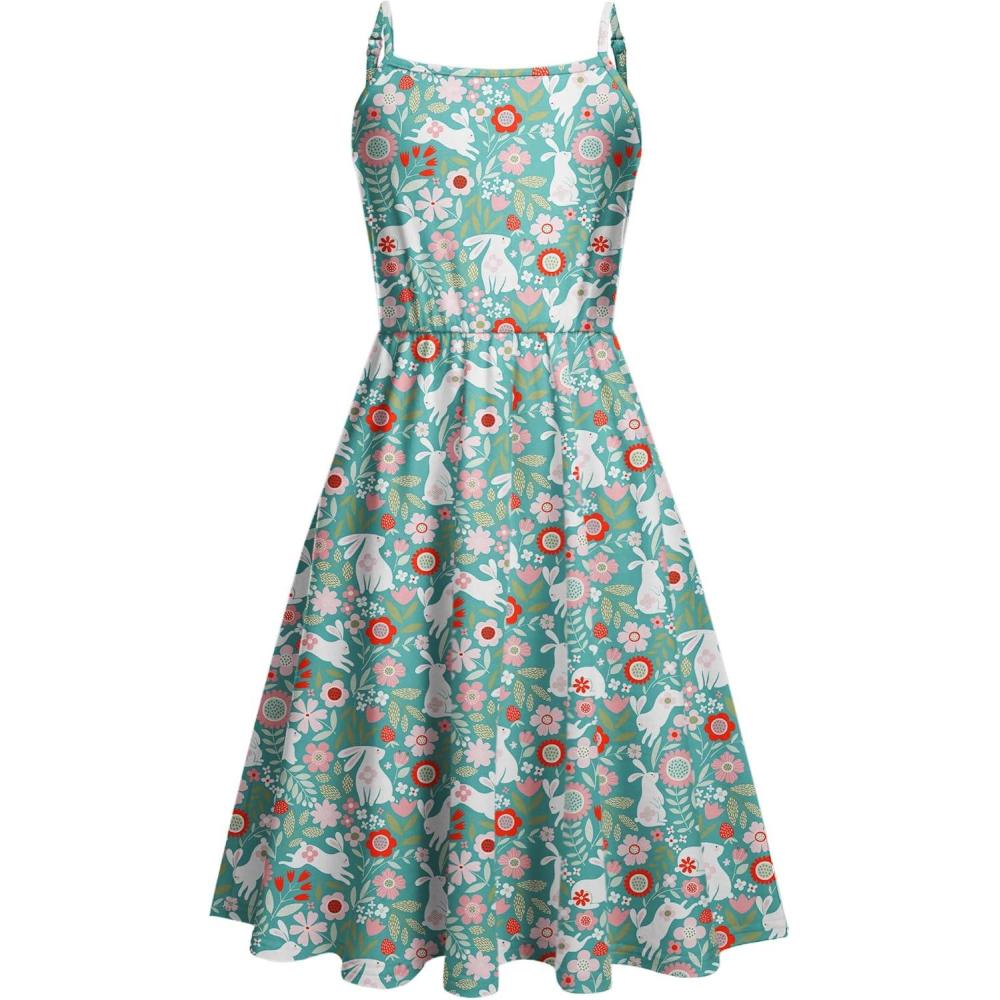 imageArshiner Girl Summer Spaghetti Strap Casual Knee Length Cami Dresses for 412 YearRabbit