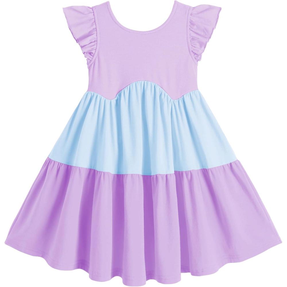 imageArshiner Toddler Dress Girls Backless Tiered Summer Dresses Cute Swing Beach Sundress with Pockets for 28YBlue Purple