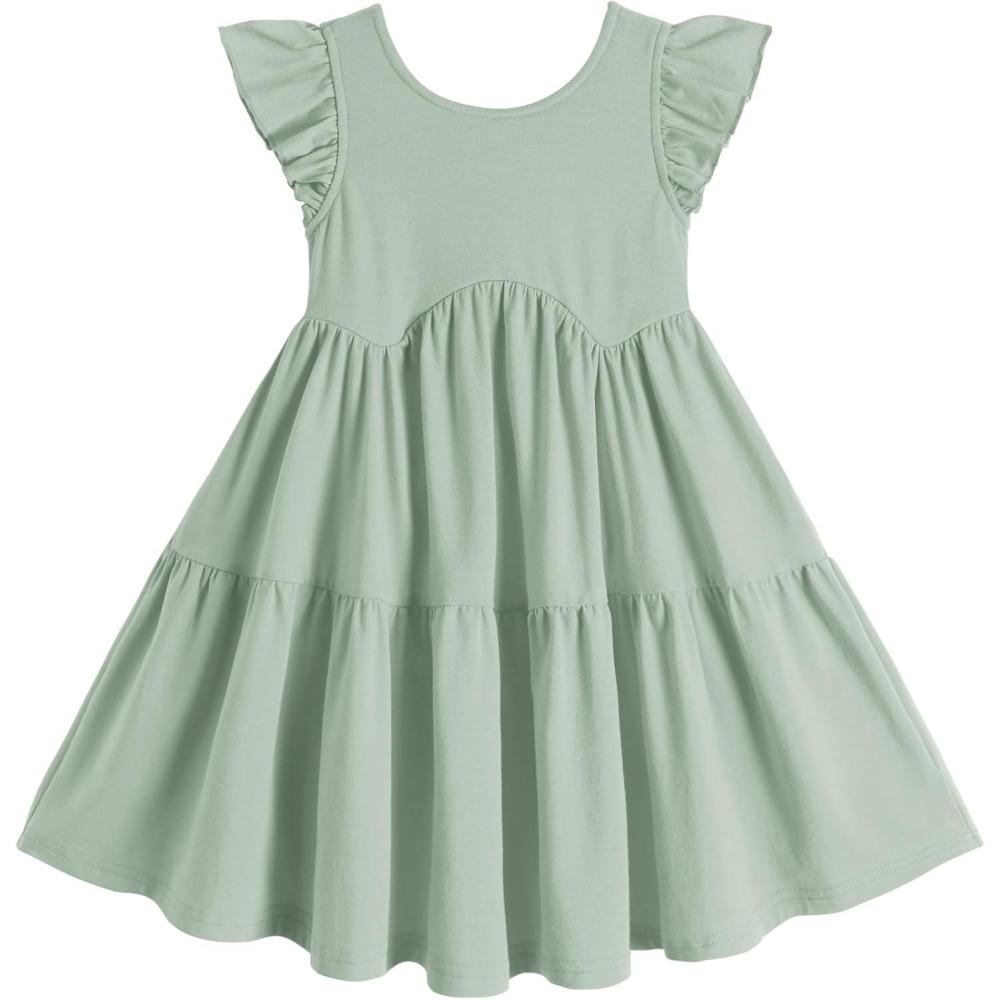 imageArshiner Toddler Dress Girls Backless Tiered Summer Dresses Cute Swing Beach Sundress with Pockets for 28YLight Green