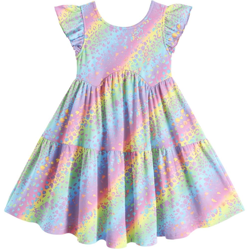 imageArshiner Toddler Dress Girls Backless Tiered Summer Dresses Cute Swing Beach Sundress with Pockets for 28YRainbow Leopard