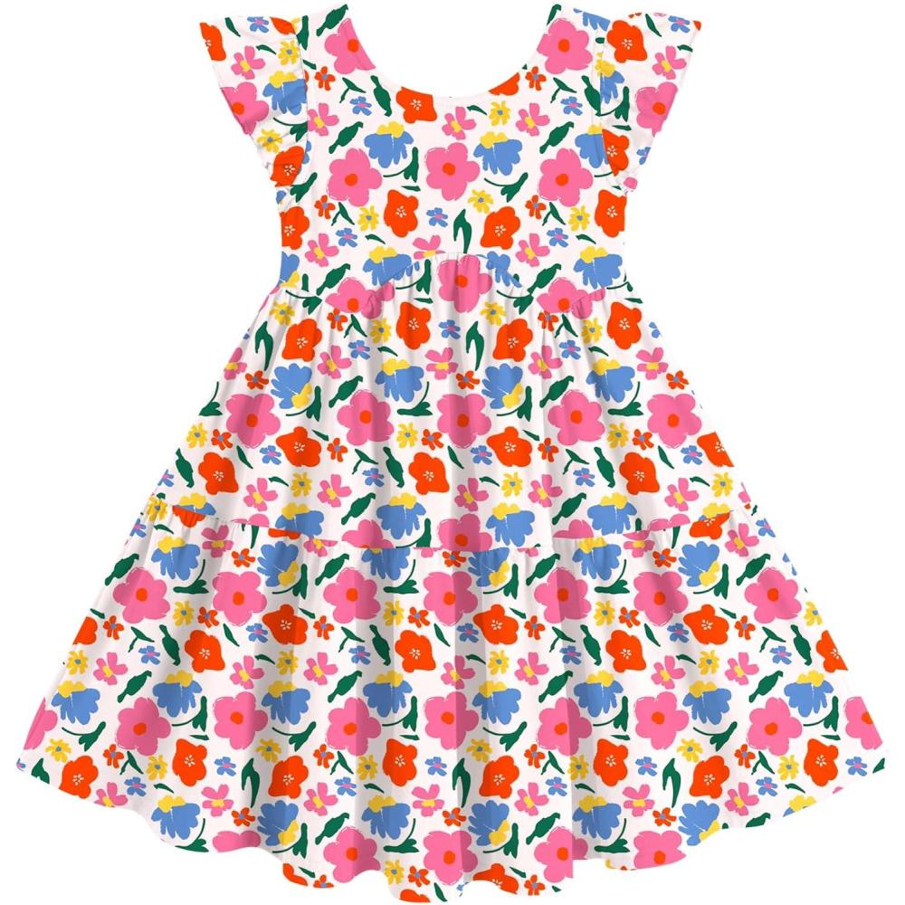 imageArshiner Toddler Dress Girls Backless Tiered Summer Dresses Cute Swing Beach Sundress with Pockets for 28YWhite Flower