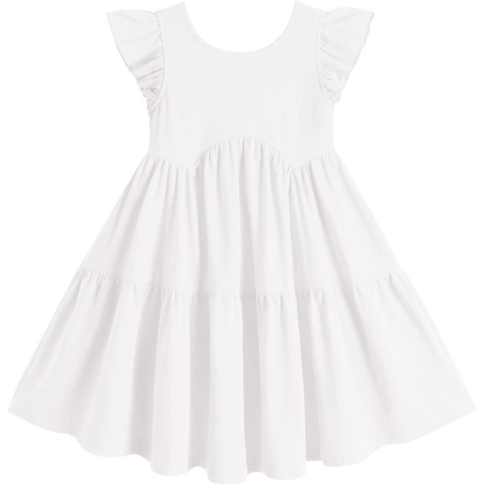imageArshiner Toddler Dress Girls Backless Tiered Summer Dresses Cute Swing Beach Sundress with Pockets for 28YWhite