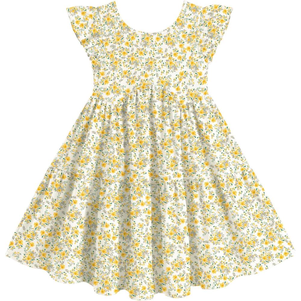 imageArshiner Toddler Dress Girls Backless Tiered Summer Dresses Cute Swing Beach Sundress with Pockets for 28YYellow Flower