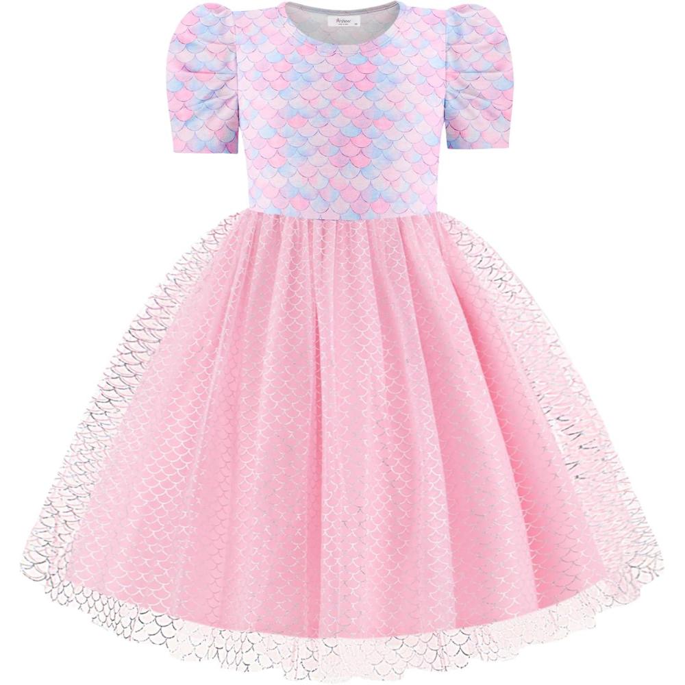 imageArshiner Toddler Girls Tutu Dresses Party Formal Birthday Summer Puff Short Sleeve Tulle Little Girls DressMermaid Tulle
