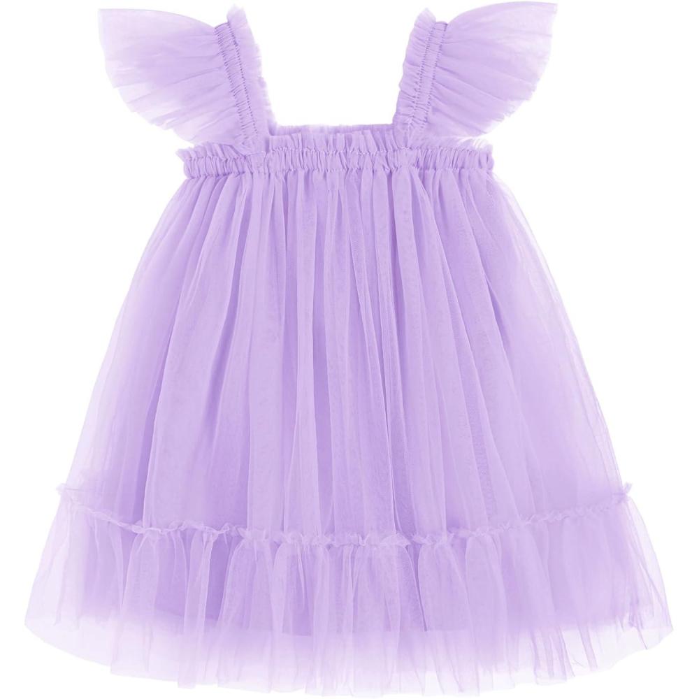 imageArshiner Toddler Tulle Dress for Girls Layered Tutu Ruffle Dresses Swing Twirly Fairy Summer Birthday Party Wedding SundressPurple