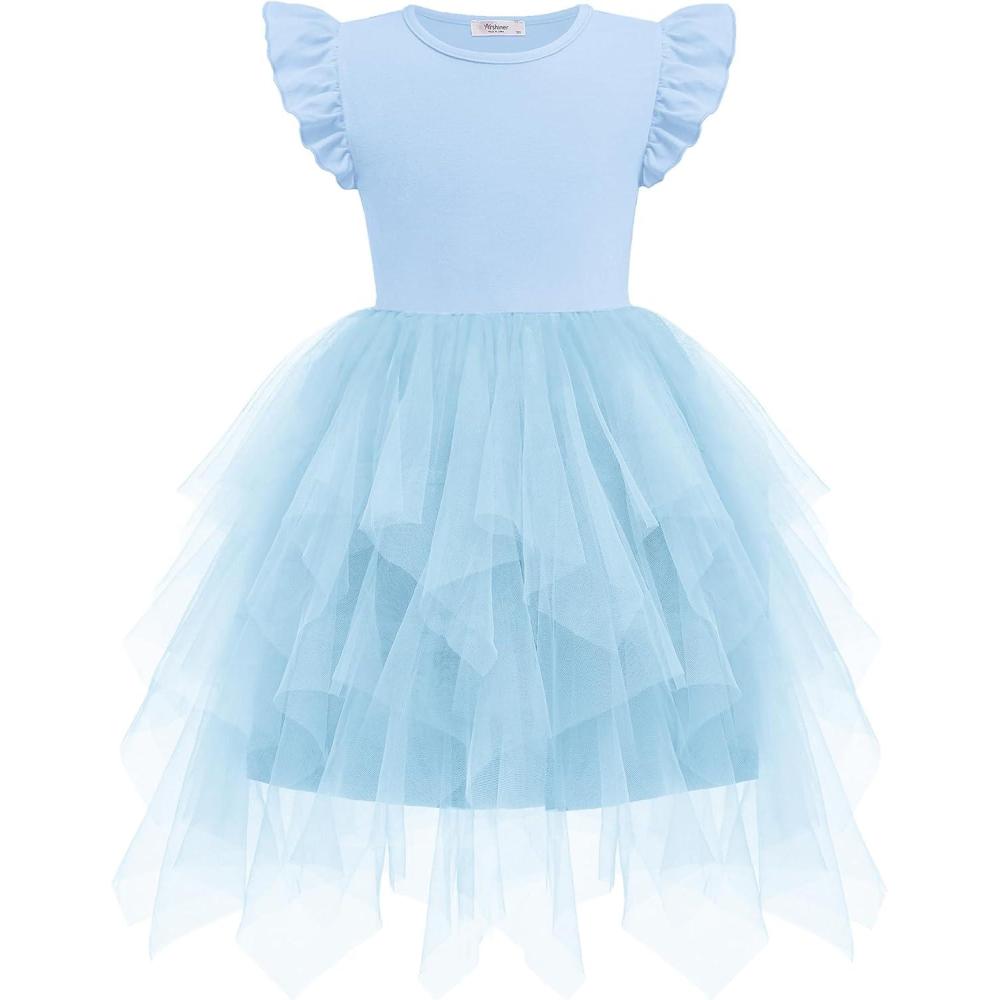 imageArshiner Toddler Tutu Dress Little Girls Irregular Tulle Princess Birthday Party Formal DressesLight Blue