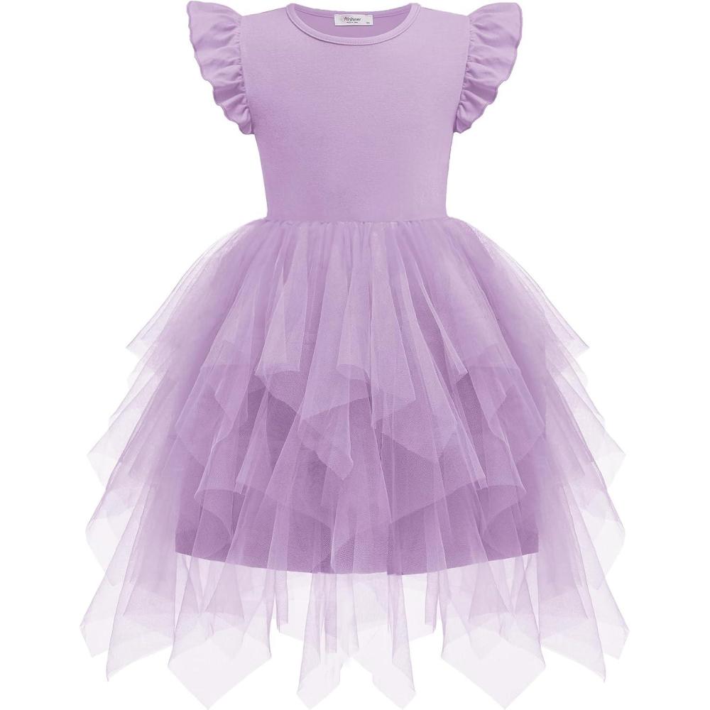 imageArshiner Toddler Tutu Dress Little Girls Irregular Tulle Princess Birthday Party Formal DressesPurple