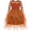 Arshiner Flower Girl Dress Toddler Contrast Lace Tutu Irregular Tulle Wedding Birthday Party Dresses(Caramel)