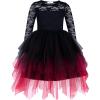 Arshiner Flower Girl Dress Toddler Contrast Lace Tutu Irregular Tulle Wedding Birthday Party Dresses(Gradient Black)