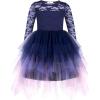 Arshiner Flower Girl Dress Toddler Contrast Lace Tutu Irregular Tulle Wedding Birthday Party Dresses(Gradient Navy Blue)