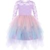 Arshiner Flower Girl Dress Toddler Contrast Lace Tutu Irregular Tulle Wedding Birthday Party Dresses(Gradient Purple)