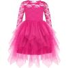 Arshiner Flower Girl Dress Toddler Contrast Lace Tutu Irregular Tulle Wedding Birthday Party Dresses(Hot Pink)
