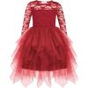Arshiner Flower Girl Dress Toddler Contrast Lace Tutu Irregular Tulle Wedding Birthday Party Dresses(Red)