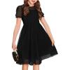 Arshiner Girls Dress Contrast Mesh Puffy Short Sleeve A Line Casual Party Dress 3-12 Years(Black)