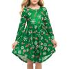 Arshiner Girls Dress Kids Holiday Casual Long Sleeve High Low Swing Midi Dresses(A Green/Christmas Tree)