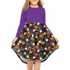 Arshiner Girls Dress Kids Holiday Casual Long Sleeve High Low Swing Midi Dresses(A Purple Halloween)