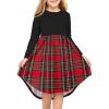 Arshiner Girls Dress Kids Holiday Casual Long Sleeve High Low Swing Midi Dresses(B Red Plaid-long Sleeve)
