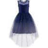Arshiner Girls Dresses Formal Party Wedding Tulle Sleeveless Contrast Mesh High Low Dress with Belt(Gradient Blue)