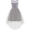 Arshiner Girls Dresses Formal Party Wedding Tulle Sleeveless Contrast Mesh High Low Dress with Belt(Grey Sparkle)