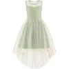 Arshiner Girls Dresses Formal Party Wedding Tulle Sleeveless Contrast Mesh High Low Dress with Belt(Sage Floral)