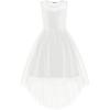 Arshiner Girls Dresses Formal Party Wedding Tulle Sleeveless Contrast Mesh High Low Dress with Belt(White)