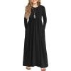 Arshiner Girls Maxi Dress Long/Short Sleeve Casual Holiday Dress with Pockets for 5-13 Years(Long Sleeve Black)