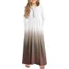 Arshiner Girls Maxi Dress Long/Short Sleeve Casual Holiday Dress with Pockets for 5-13 Years(Long Sleeve Champagne Gradient)