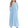 Arshiner Girls Maxi Dress Long/Short Sleeve Casual Holiday Dress with Pockets for 5-13 Years(Long Sleeve Light Blue)