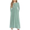 Arshiner Girls Maxi Dress Long/Short Sleeve Casual Holiday Dress with Pockets for 5-13 Years(Long Sleeve Light Green)