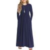 Arshiner Girls Maxi Dress Long/Short Sleeve Casual Holiday Dress with Pockets for 5-13 Years(Long Sleeve Navy Blue)