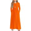 Arshiner Girls Maxi Dress Long/Short Sleeve Casual Holiday Dress with Pockets for 5-13 Years(Long Sleeve Orange)
