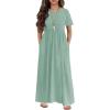 Arshiner Girls Maxi Dress Long/Short Sleeve Casual Holiday Dress with Pockets for 5-13 Years(Sage Green)