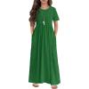 Arshiner Girls Maxi Dress Long/Short Sleeve Casual Holiday Dress with Pockets for 5-13 Years(Short Sleeve Green1)