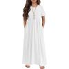 Arshiner Girls Maxi Dress Long/Short Sleeve Casual Holiday Dress with Pockets for 5-13 Years(Short Sleeve White1)