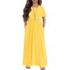Arshiner Girls Maxi Dress Long/Short Sleeve Casual Holiday Dress with Pockets for 5-13 Years(Short Sleeve Yellow1)