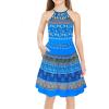 Arshiner Girls Summer Dress Halter Neck Boho Crochet Hollow Out Casual Sundress with Pockets for 5-13 Years(Bohemia Blue)