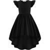 Arshiner Girls Summer Dress Tween Flutter Sleeve High Low Formal Dresses for Wedding Party with Pocket(Black)