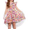 Arshiner Girls Summer Dress Tween Flutter Sleeve High Low Formal Dresses for Wedding Party with Pocket(Pink Purple Floral)
