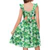 Arshiner Girls Summer Dresses Square Neck Ruffle Sleeve Tie Back A-Line Swing Casual Midi Dress with Pockets(Green Floral)
