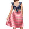 Arshiner Girls Summer Dresses Square Neck Ruffle Sleeve Tie Back A-Line Swing Casual Midi Dress with Pockets(Navy Stars)