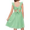 Arshiner Girls Summer Dresses Square Neck Ruffle Sleeve Tie Back A-Line Swing Casual Midi Dress with Pockets(Sage Green)