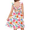 Arshiner Girls Summer Dresses Square Neck Ruffle Sleeve Tie Back A-Line Swing Casual Midi Dress with Pockets(White Floral)