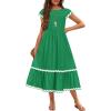 Arshiner Girls Summer Maxi Dresses Short Sleeve Casual Flowy Tiered Dress with Pockets for 4-14 Years(Green)