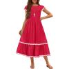 Arshiner Girls Summer Maxi Dresses Short Sleeve Casual Flowy Tiered Dress with Pockets for 4-14 Years(Red)