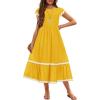 Arshiner Girls Summer Maxi Dresses Short Sleeve Casual Flowy Tiered Dress with Pockets for 4-14 Years(Yellow)
