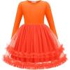 Arshiner Girls Tutu Dresses Toddler Fall Winter Long Sleeve Fluffy Tulle Party Dress for Kids 3-8Y(Orange)