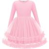 Arshiner Girls Tutu Dresses Toddler Fall Winter Long Sleeve Fluffy Tulle Party Dress for Kids 3-8Y(Pink)