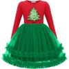 Arshiner Girls Tutu Dresses Toddler Fall Winter Long Sleeve Fluffy Tulle Party Dress for Kids 3-8Y(Red Christmas Tree)